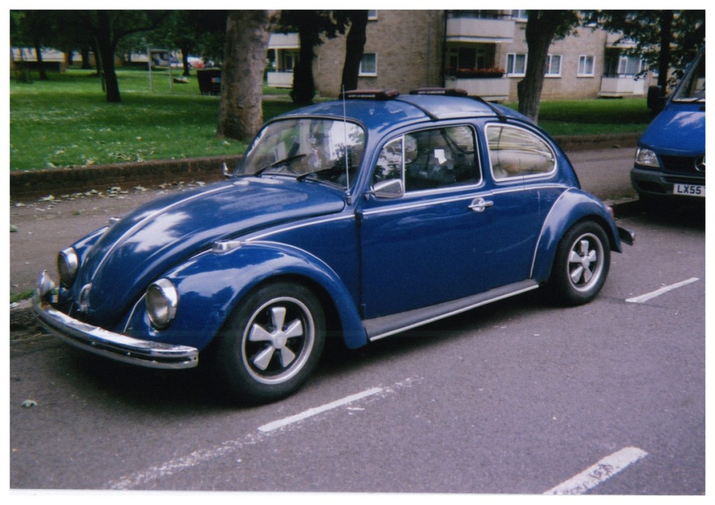 Classic Volkswagen Beetle in cobalt blue