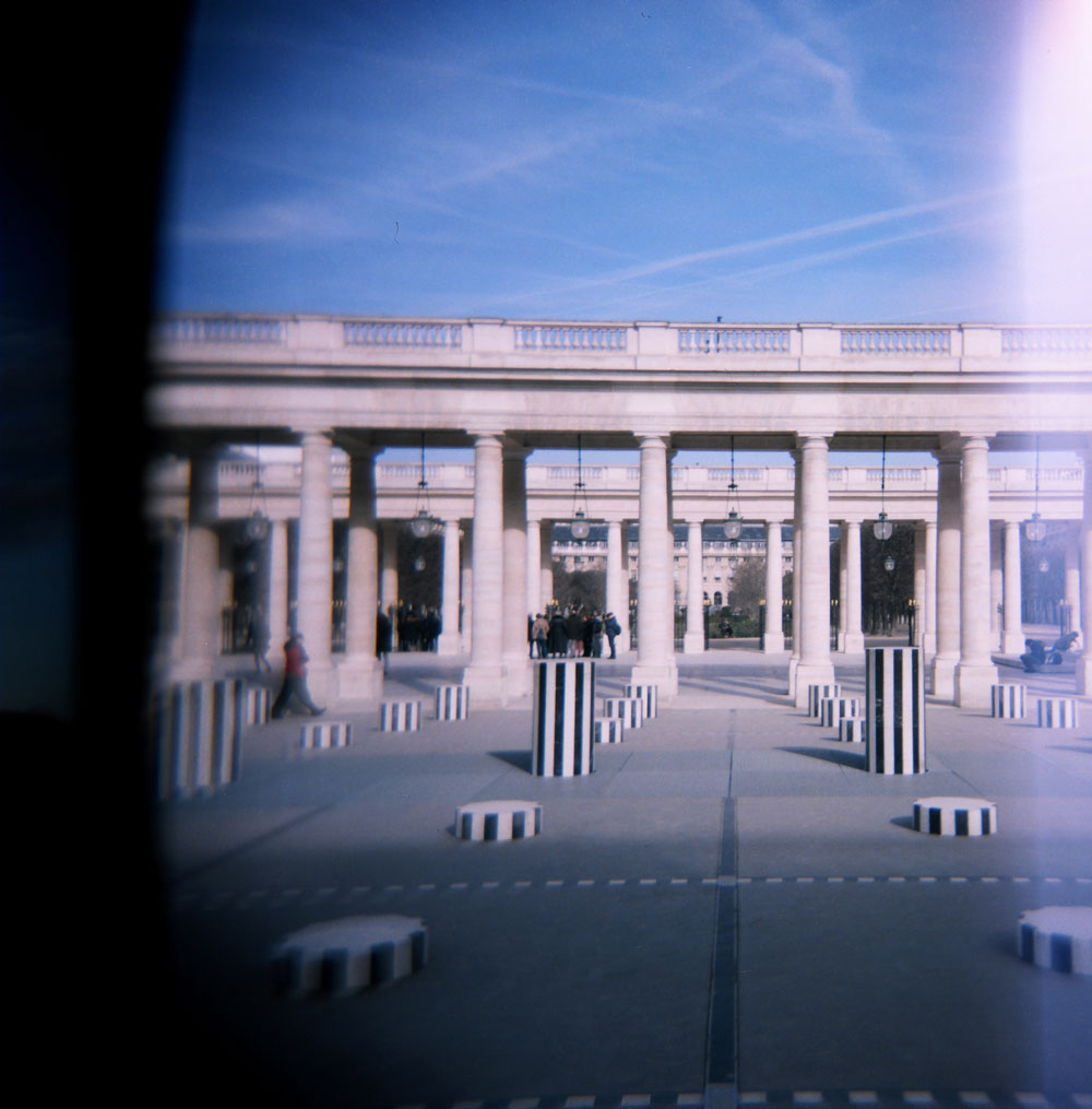 Colonnes art installation at the Palais-Royal, Paris, France | Taken on a Holga 120N film camera
